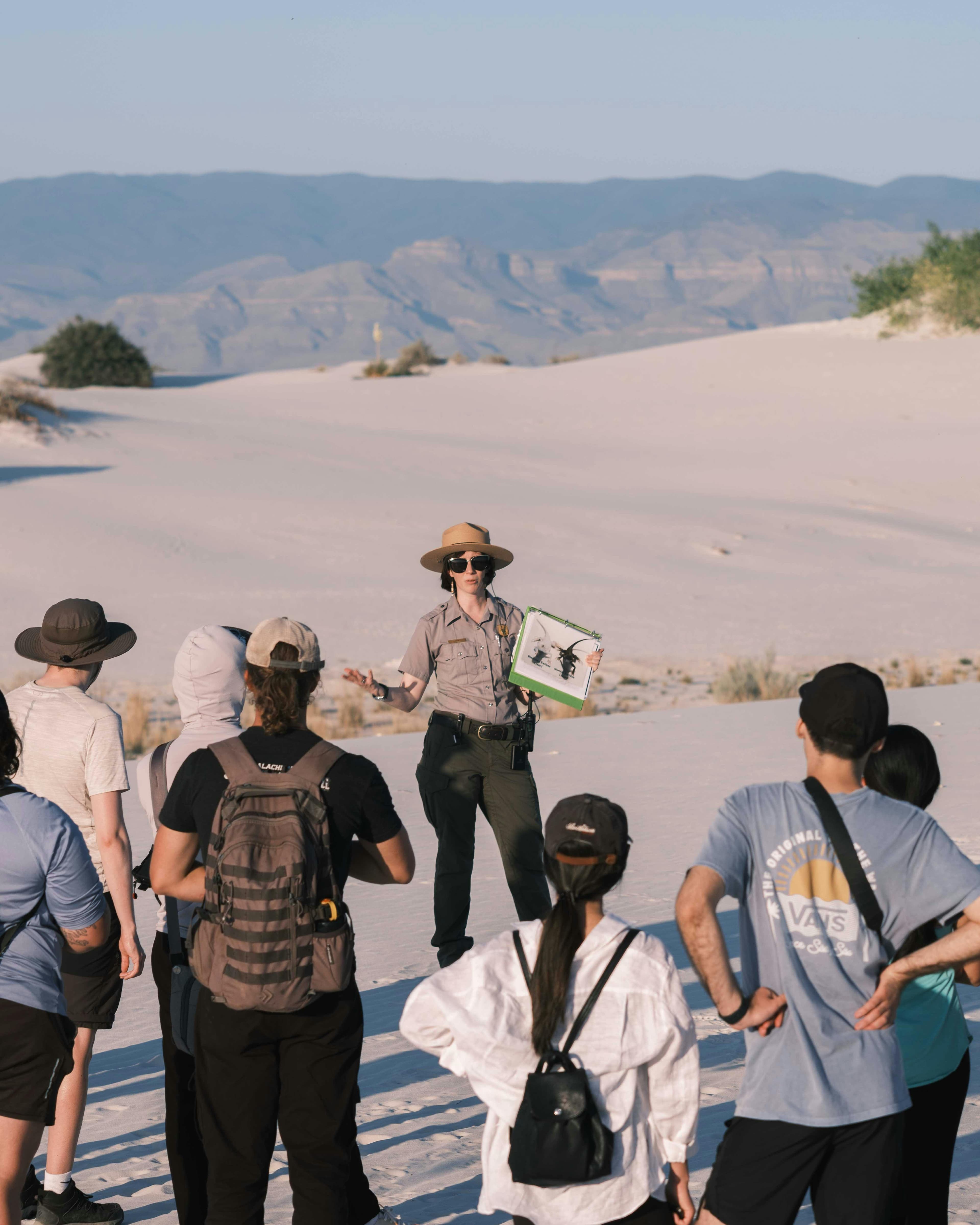 Tour guide with group